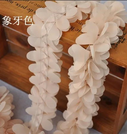 

5,5 см ширина шифон цветок лепестки кружева отделка DIY Материал свадебное украшение