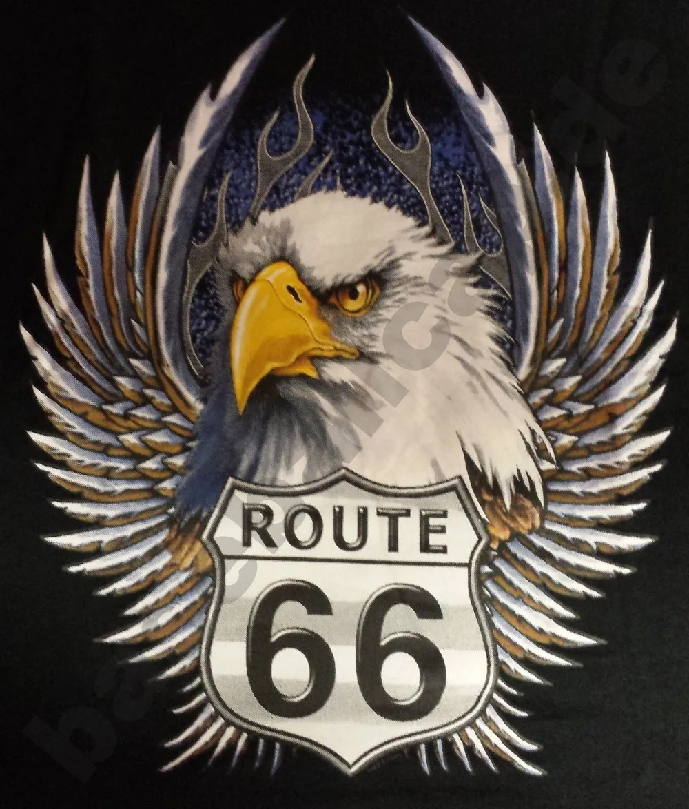T-Shirt Eagle Route 66 Biker Rocker Hotrod V8 Usa Custom Vintage Pinup Retro Men 2019 Summer O Neck Famous Clothing T Shirt | Мужская