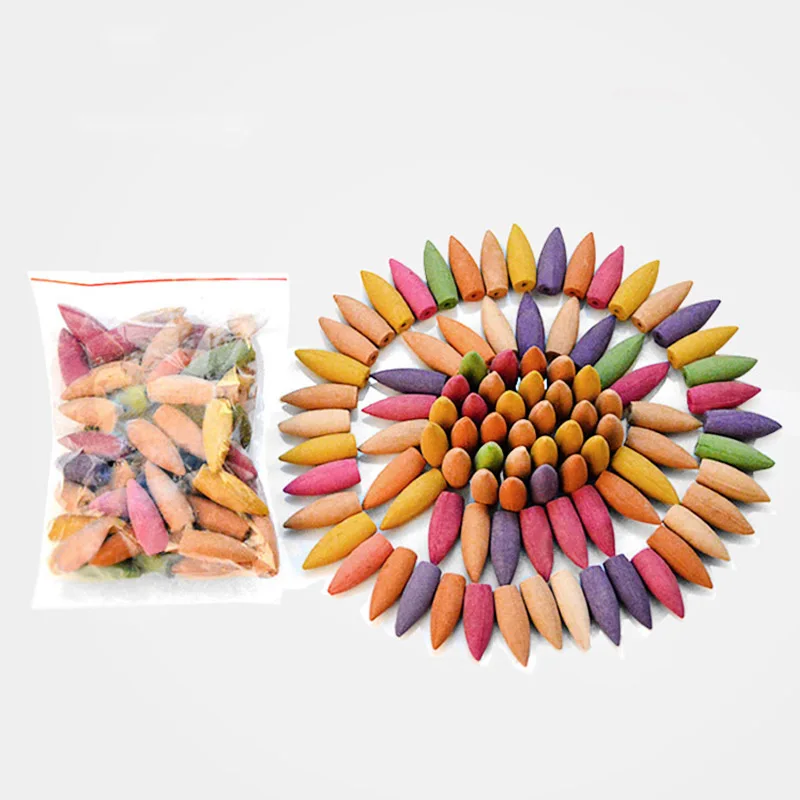 100Pcs Incense Cones Обратная ладана горелка с Буддой статуя домашний Декор Керамическая ароматерапия пьедестал фарфоровый декор для офиса Чайный домик+ 10 шт. благовоний - Цвет: 100Pcs Incense Cones