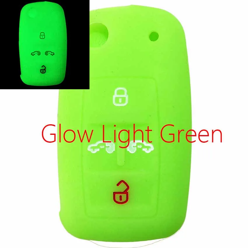 Glow Light Green 1 шт. светящийся 4 кнопочный ключ автомобиля чехол для автомобиль Фольксваген-шаран Multivan T5 MVP транспортер Caddy Caravelle протектор кожи - Название цвета: Glow Light Green