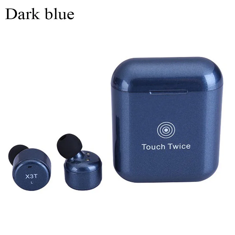 BOORUI X3T сенсорный контроль истинные беспроводные Bluetooth наушники TWS X3T мини стерео бас спортивные наушники с зарядным чехлом - Цвет: Dark blue