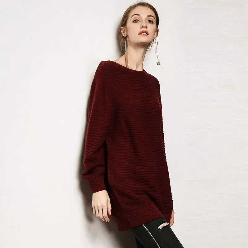 Women Loose Woolen Sweater Dress knitted sweater dress women Elegant pull knit winter 2018 autumn jumper vintage pullover | Женская