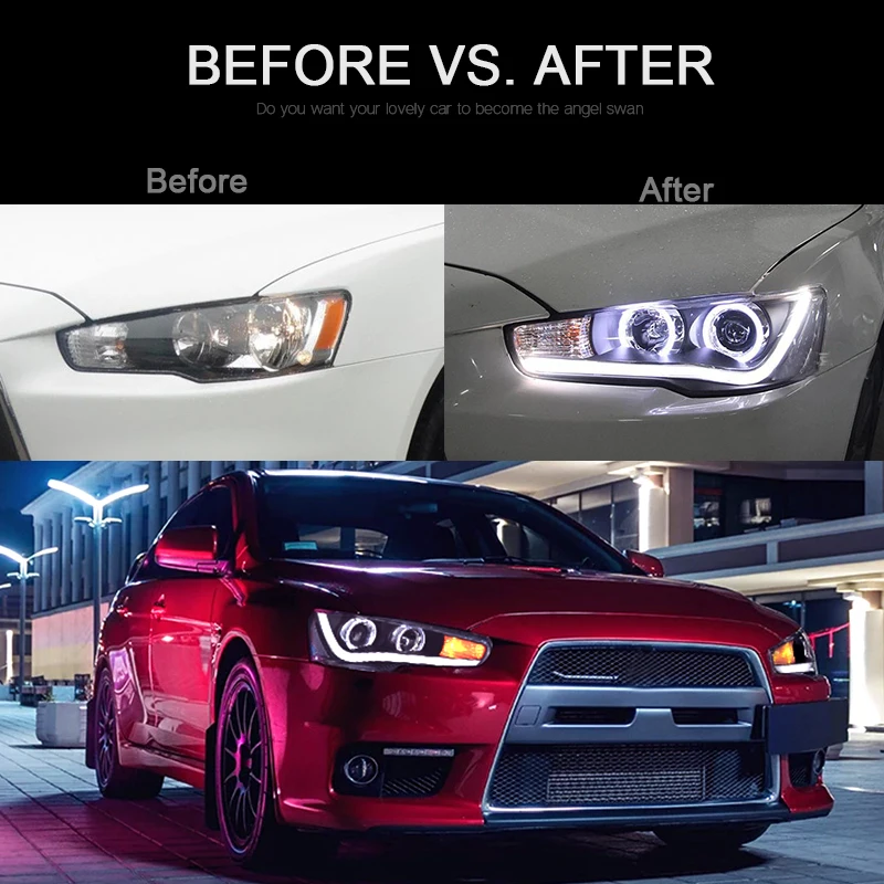 CNSUNNYLIGHT для Mitsubishi Lancer 2008- Автомобильная фара в сборе чехол светодиодный DRL поворотник сигнальный проектор объектив H7 H1 Plug and Play