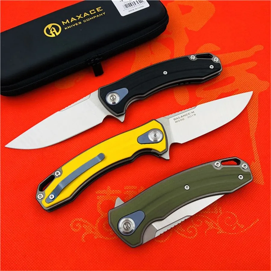 Maxace сбалансированные ножи G10 Ручка M390 сталь атласная папка Открытый Кемпинг рыболовные инструменты