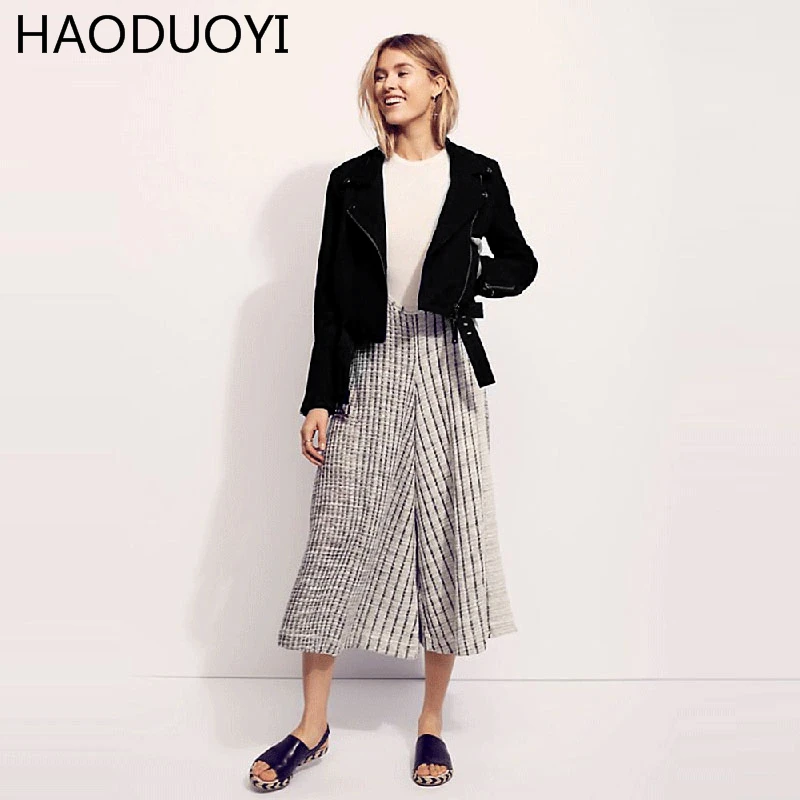 Haoduoyi женская обувь на застежке-молнии Курточка бомбер 2017 Новая мода осень
