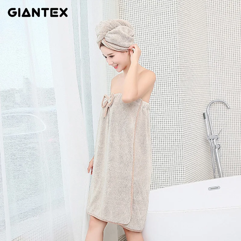 GIANTEX, женское банное полотенце из микрофибры для ванной, для взрослых, банный халат, набор полотенец для волос, набор полотенец для волос, toallas de ducha badhanddoek