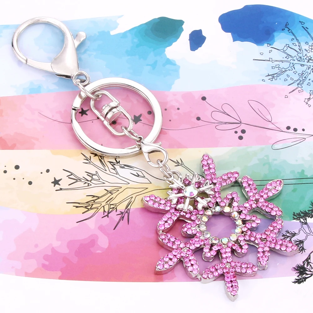 

high quality Zircon snowflake Keychain Charm Crystal Vintage Cute Pendant Torque Sweater Keychain Flawless Ornaments Keychaines