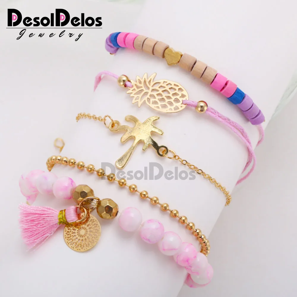 5 шт./компл. Boho черепаха шарм браслеты наборы женские богемные искусственный