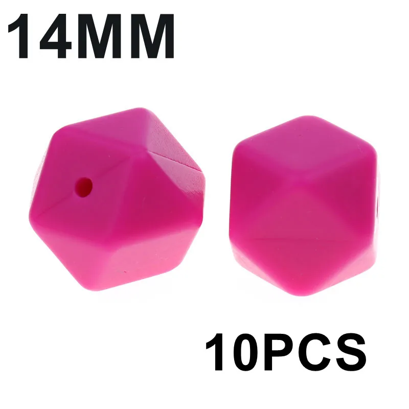 05 Violet Red 10 шт 14 мм шестигранный Прорезыватель для зубов, силиконовые бусины, Детские Прорезыватели, ожерелье, сделай сам, соска для младенцев, соска, цепь, игрушка, силиконовые ювелирные изделия для младенцев - Цвет: 05 Violet Red