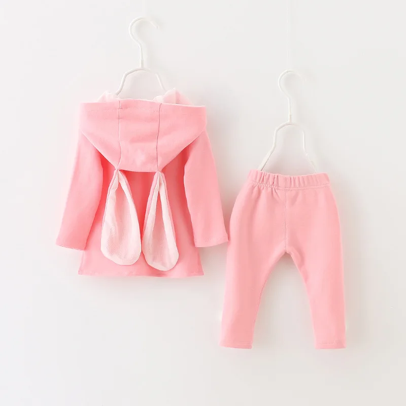 Комплекты одежды для маленьких девочек хлопковый спортивный костюм с кроликом