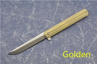 Gold XS Quartermaster складной нож D2 стальное лезвие титановый сплав Ручка Открытый Отдых Охота Карманный Фруктовый Нож EDC инструменты - Цвет: Gold