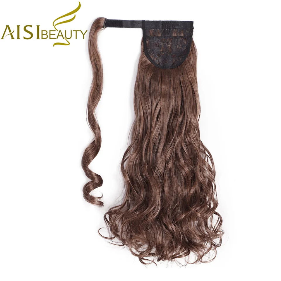 AISI BEAUTY 22 ''женские длинные волнистые синтетические обертывания вокруг шиньков поддельные волосы конский хвост для наращивания высокотемпературное волокно