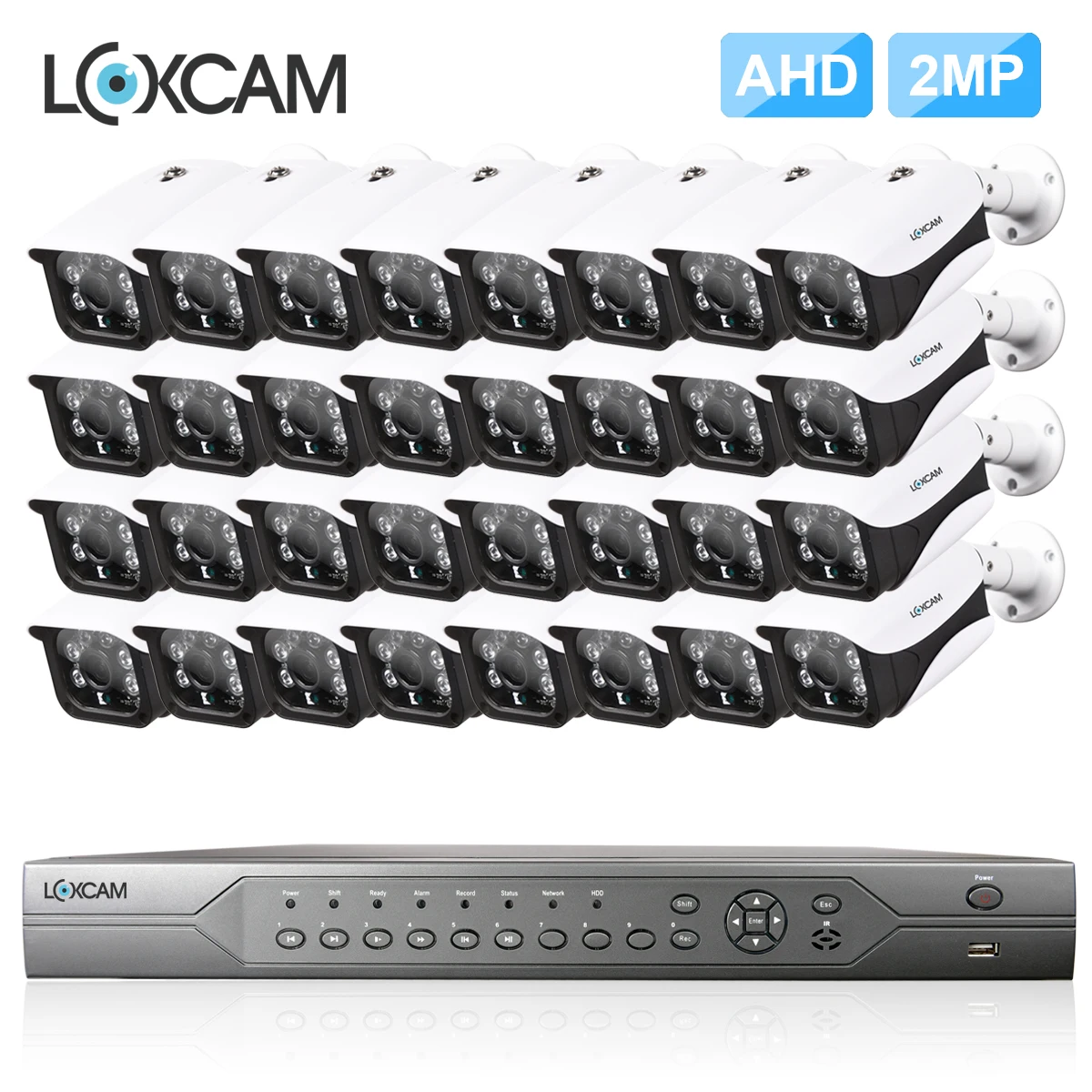 LOXCAM h.265 + 32CH 5MP HDMI система видеонаблюдения DVR комплект HD 1080P 2MP Металл IP66