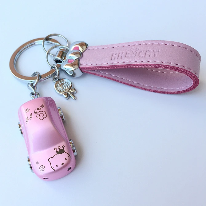 Кожаный брелок Рисунок Hello Kitty кошка ложка рисунок светодиодные лампы вспышки