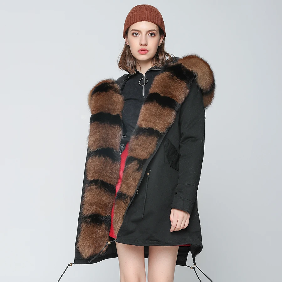 OFTBUY/2021 зимняя куртка Женское пальто с натуральным мехом длинная парка на утином