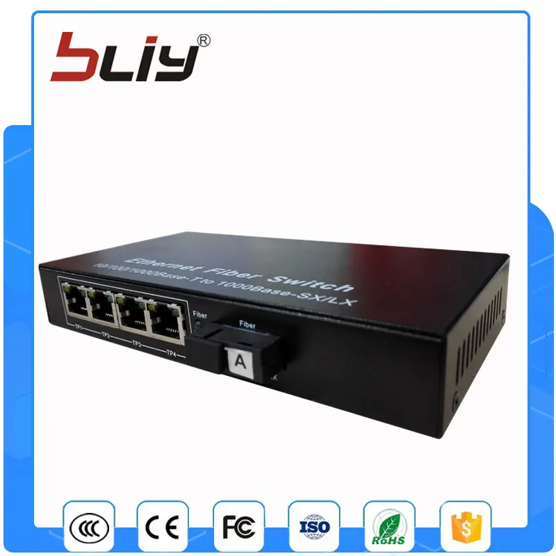 1G4E 10/100/1000 м одного волокна режим разъем SC 1310/1550nm гигабитный коммутатор fiber с 4 RJ 45