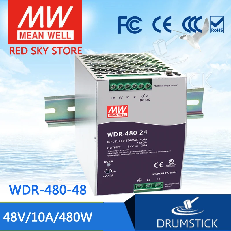 

patriotic MEAN WELL WDR-480-48 48V 10A meanwell WDR-480 48V 480W Single Output Industrial DIN RAIL Power Supply