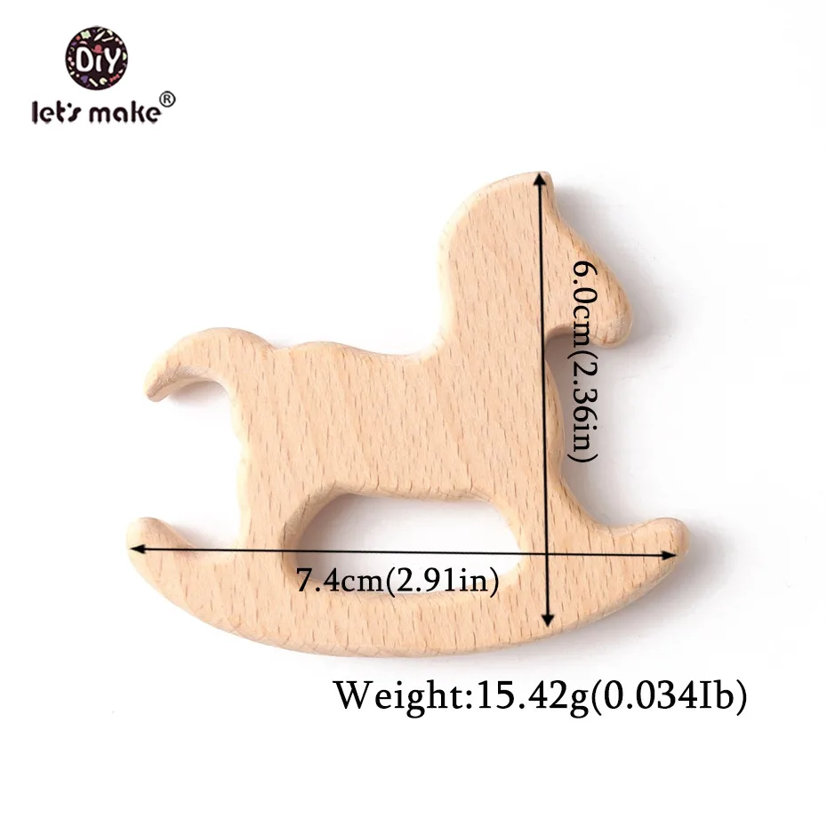 Let's Make-mordedor de madera para beb&eacute;, anillos de animales, elefante, c&aacute;mara, coraz&oacute;n, sin BPA, accesorios de lactancia, juguetes de dentici&oacute;n, 1 ud.-4