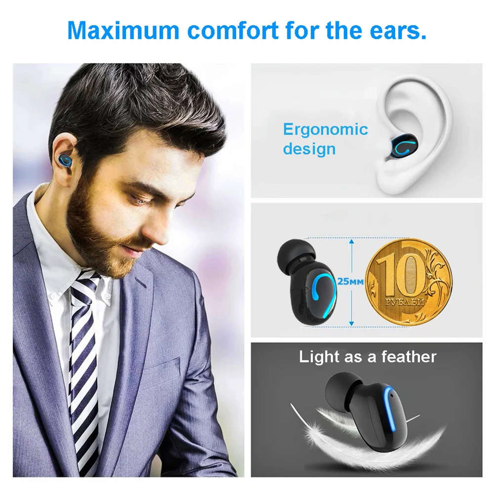 Bluetooth 5 0 наушники TWS беспроводные Blutooth Handsfree спортивные игровая гарнитура с 1500 мАч