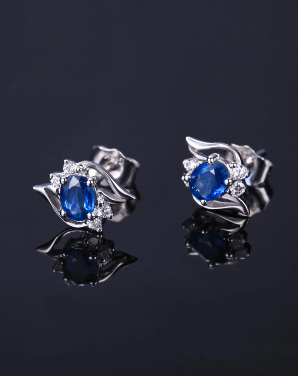 Бренд GVBORI 18 K Белое Золото 0.6ct Сапфир с 0,10 ct бриллиантами обручальные серьги женские свадебные подарки
