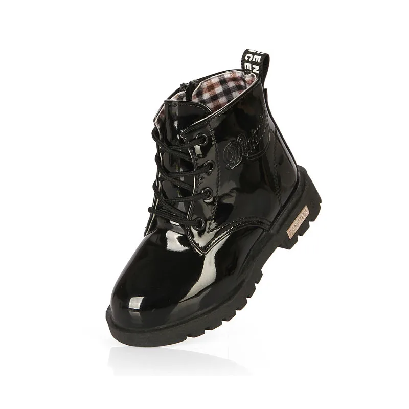 Детская обувь для девочек и мальчиков; высокие Детские кроссовки из искусственной кожи на шнуровке; обувь для маленьких девочек; спортивная осенне-зимняя детская обувь