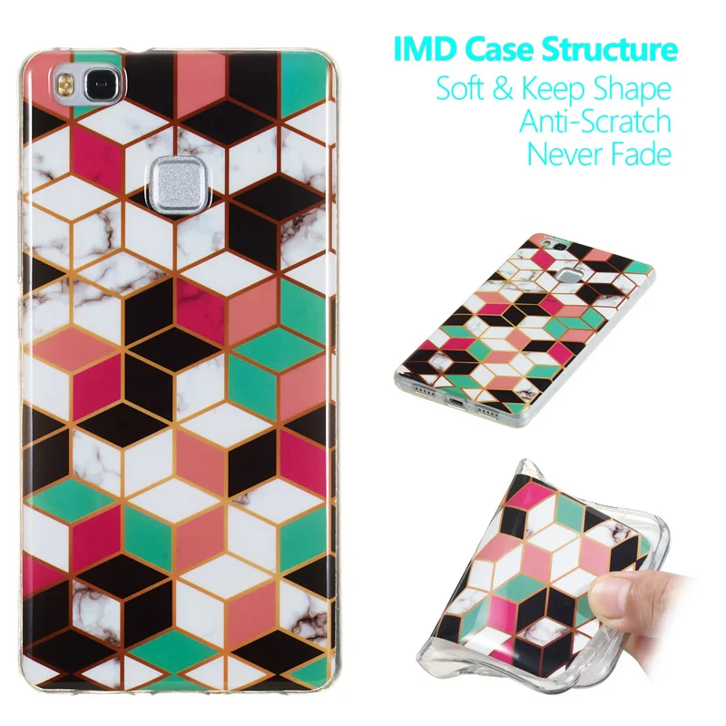Fashion Geometric Marble Soft TPU Silicone Case Phone Bags Cover Shell Hull Coque Fundas for HUAWEI P8 Lite P9 mini 2017 | Мобильные