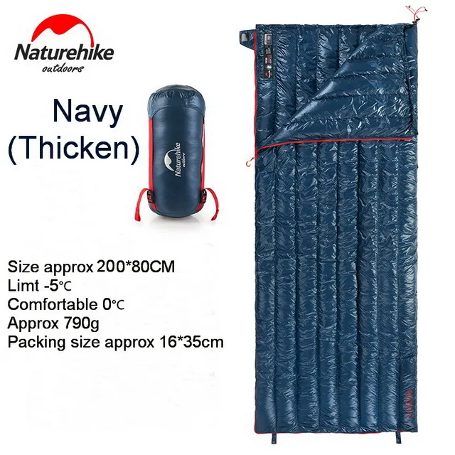 CWM400 navy wpillow Naturehike, 0 градусов, открытый конверт, 90% гусиный пух, спальный мешок, водонепроницаемый, можно соединять, сверхлегкие спальные мешки, зимние, для кемпинга - Цвет: CWM400 navy wpillow