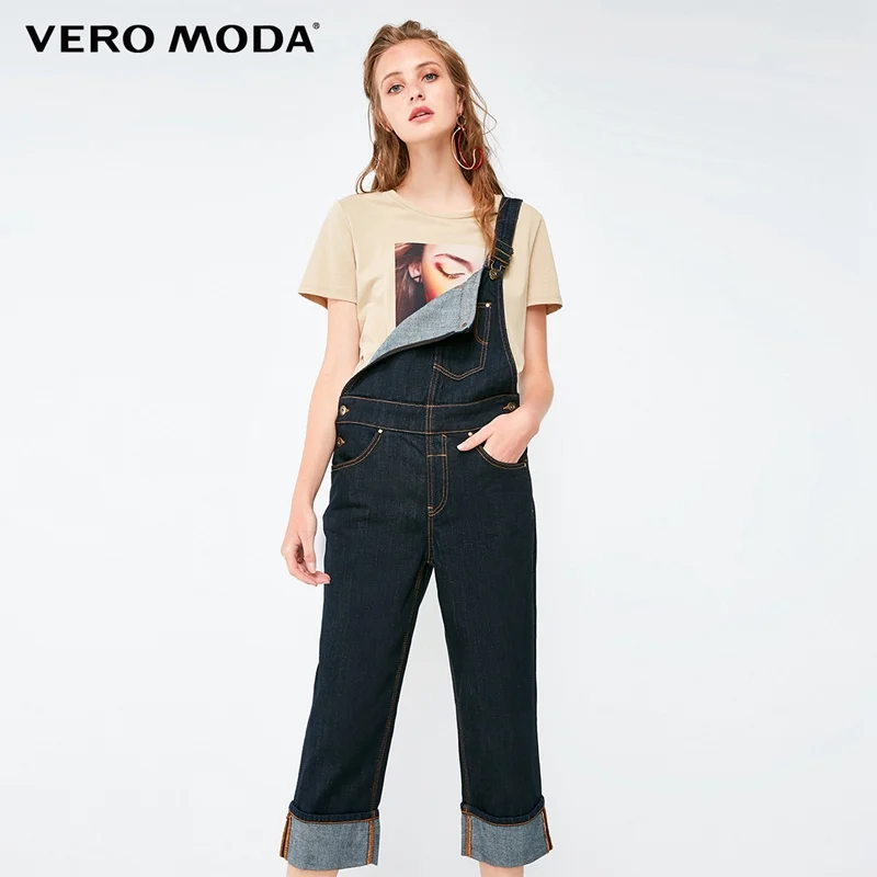 Vero Moda новые женские подвернутые регулируемые лямки джинсовые укороченные джинсы | 318364501 - Цвет: Indigo blue denim