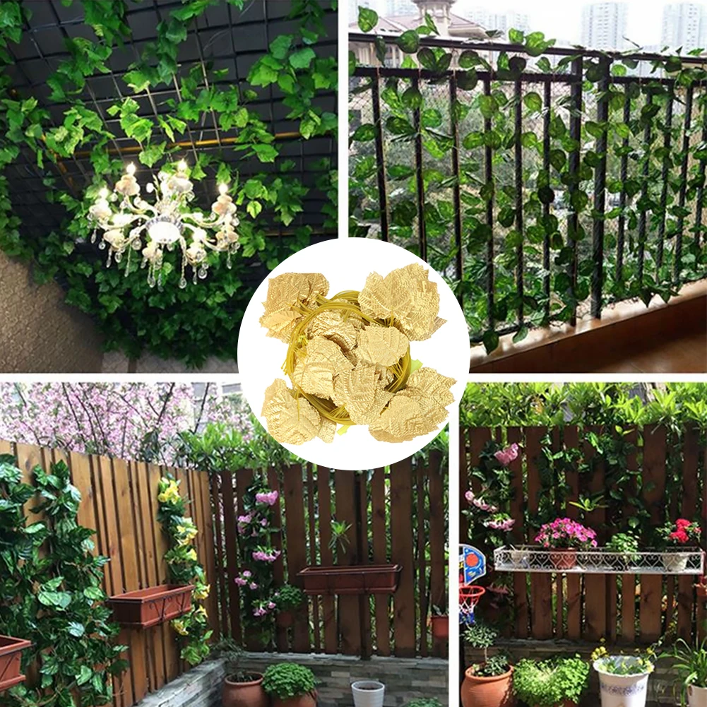 Artificial Silk Ivy Grape Garland Vine Fake Hanging Plant Leaves Greenery Wedding Party Garlands Wall Decoration - 12Pcs/Set As | Дом и сад
