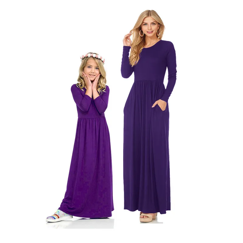 Новинка 2021 платье LILIGIRL для мамы и дочки длинное однотонное семейная Одинаковая
