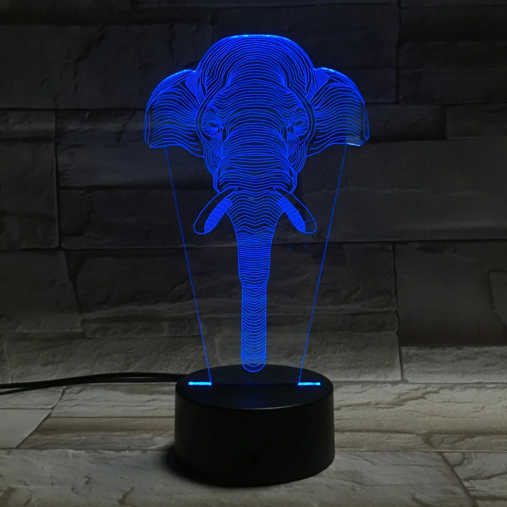 Слон Led ночник 3d Визуальный акриловый выгравированный багажник шаблон