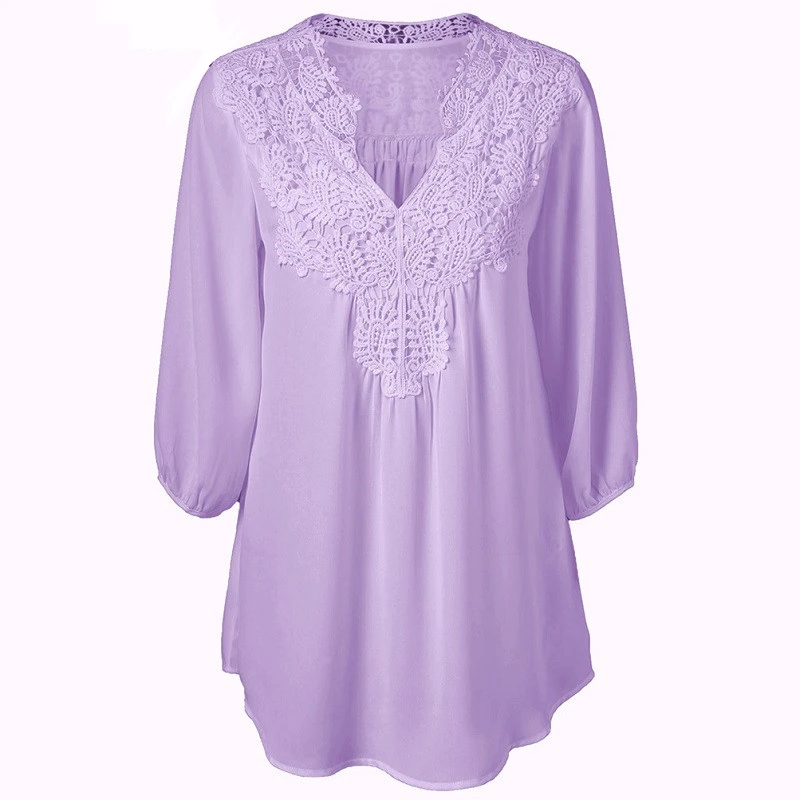 Женская блузка размера плюс 5XL винтажная Сексуальная кружевная вязанная крючком