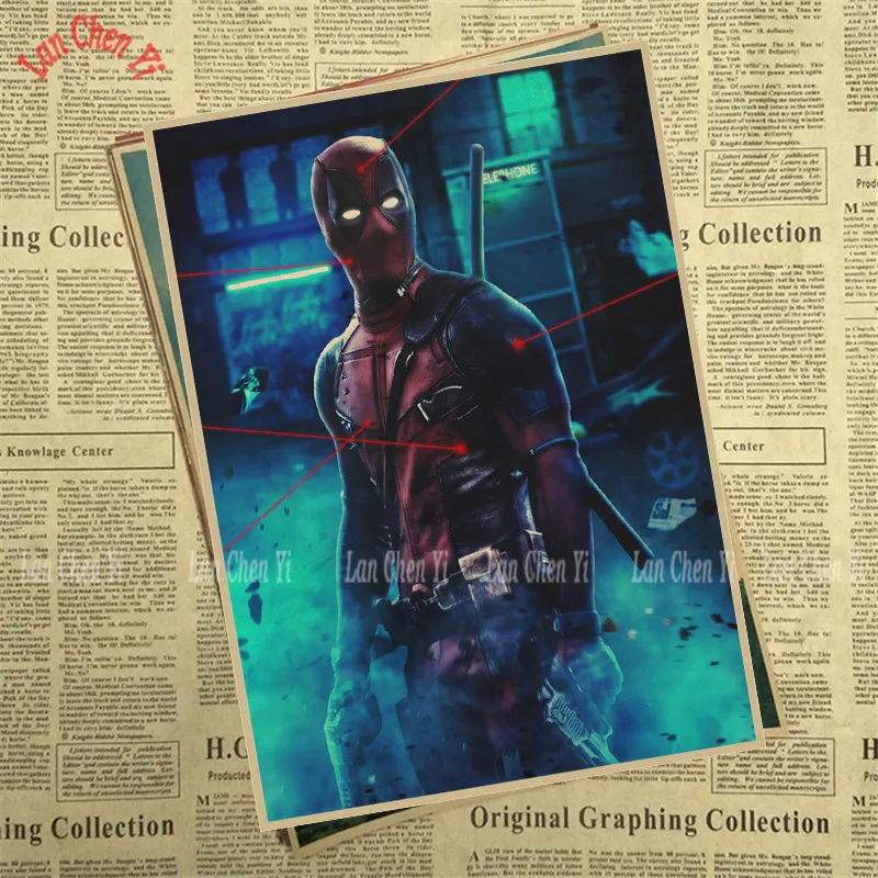 Коричневый Дэдпул 2 супергерой DC Marvel горячий фильм Забавный художественный плакат живопись печать домашний декор для стен - Цвет: Коричневый