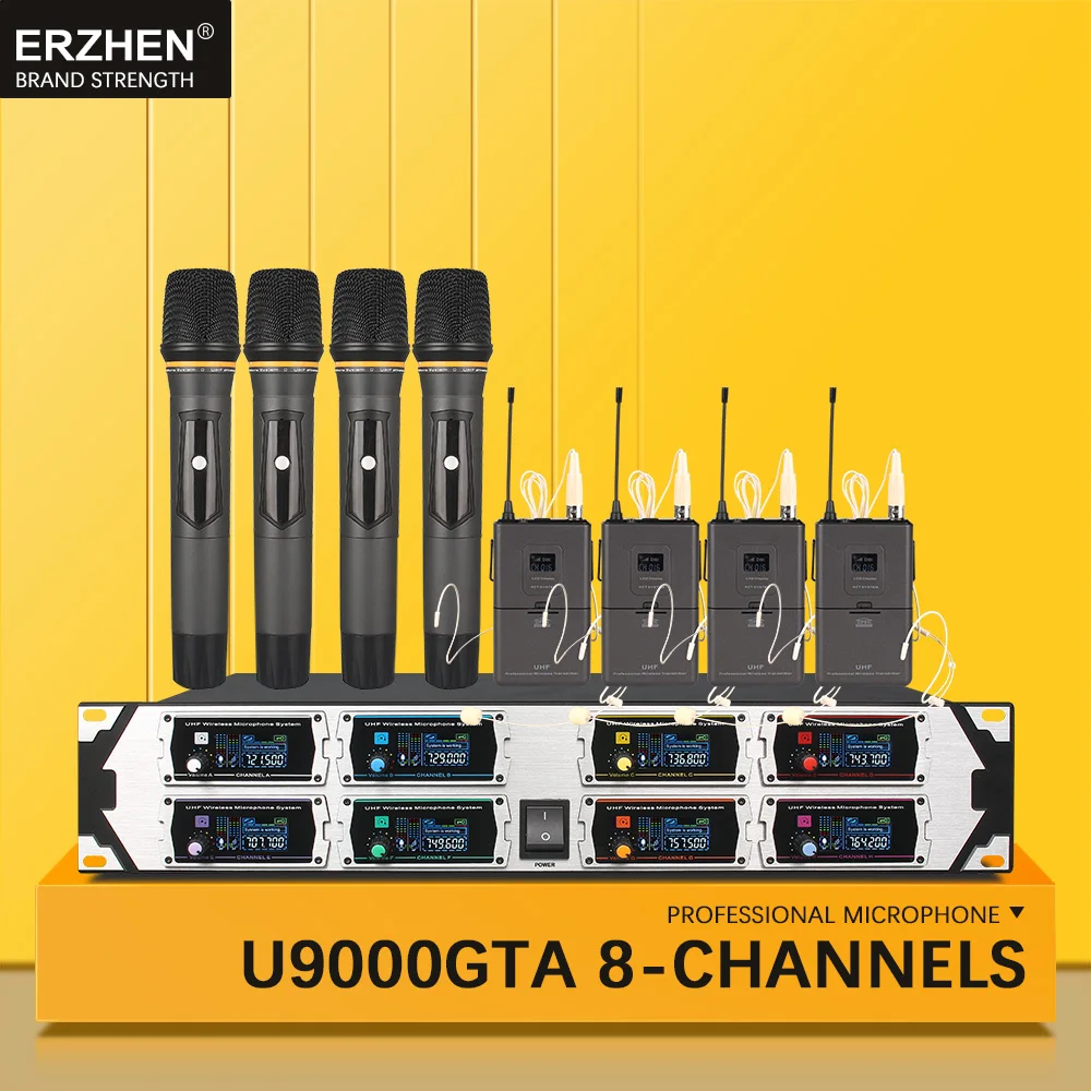 Лучшая Профессиональная ручная Беспроводная микрофонная система UHF8 канальная