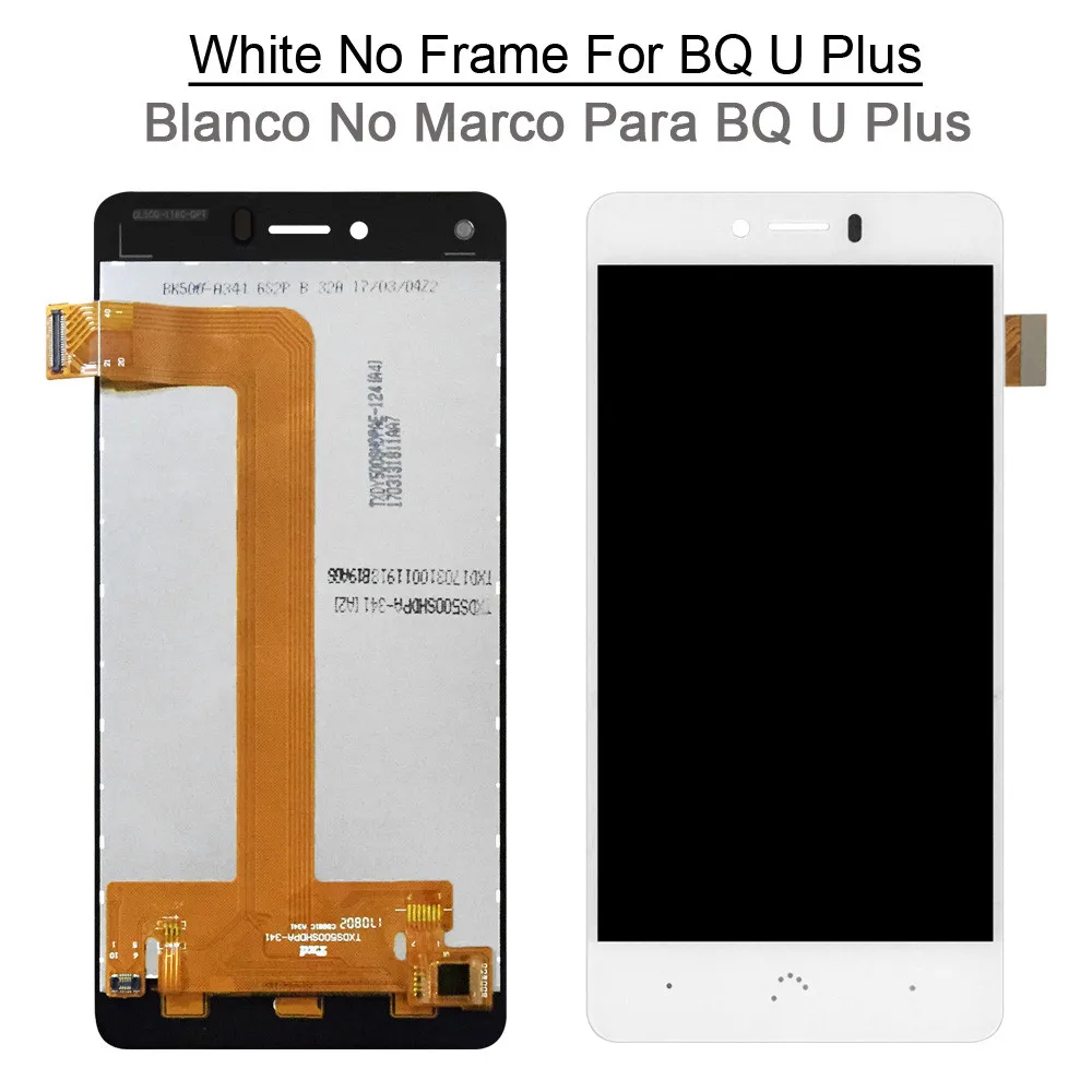 White U Plus NoFrame Протестирован для BQ Aquaris U plus/U lite ЖК-дисплей+ кодирующий преобразователь сенсорного экрана в сборе для BQ U lcd Pantalla Tactil Con Marco - Цвет: White U Plus NoFrame