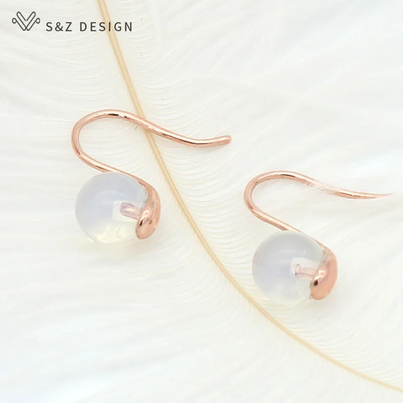 S & Z модные серьги Крючки с опалом из розового золота 585 пробы для женщин Южной