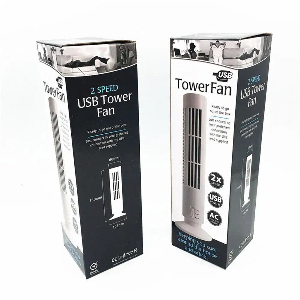 Adoolla USB Vertical Bladeless Fan Mini Air Conditioner Fan Desk Cooling Fan Home Office Table Tower Fan
