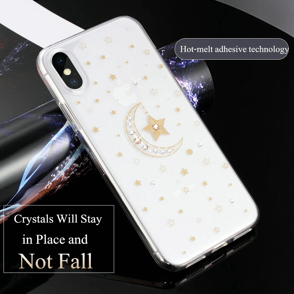 KINGXBAR чехол для iPhone X ювелирное крышка блеск кристаллами от Swarovski мягкий со