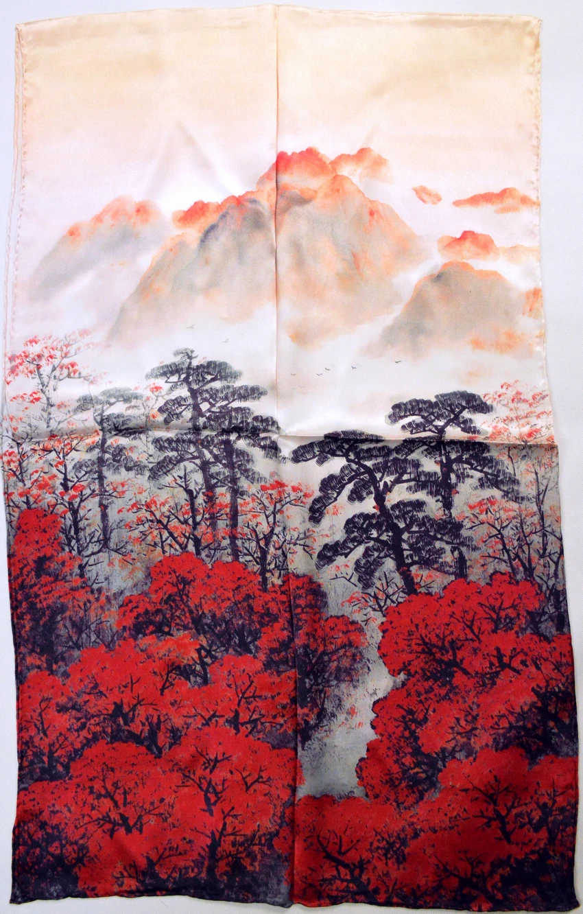 [BYSIFA] Весна Осень длинный шелковый шарф для женщин Элегантный бежевый красный