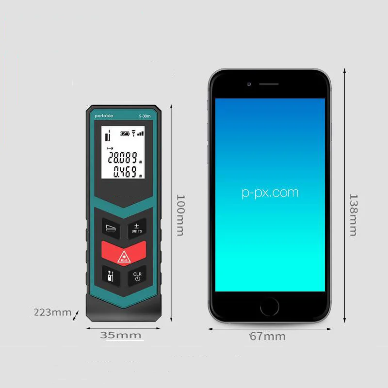 Портативный лазерный измеритель расстояния 30 м цифровой измерительный