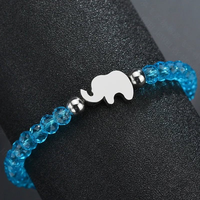 Милые Браслеты из нержавеющей стали с маленькими слонами эластичные браслеты