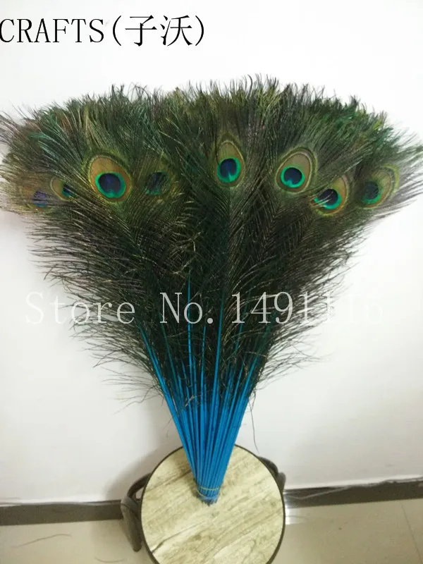 blue 70-80cm 50 шт. качественные натуральные перья павлина, 25-30 см/70-80 см DIY-Свадьба, гостиная, Декорированная ваза для цветов - Цвет: blue 70-80cm