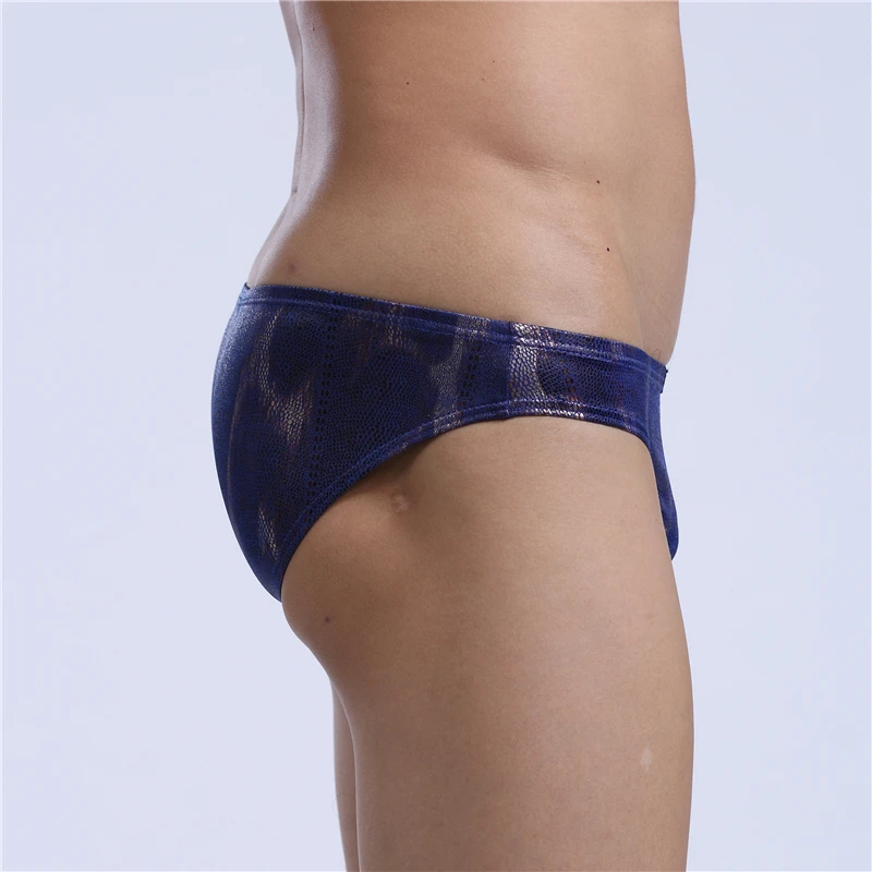 Мужские трусы брифы из спандекса AIIOU черные дышащие слипы с принтом в виде змеи