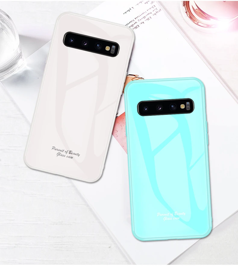Чехол из закаленного стекла карамельного цвета для samsung Galaxy S8 S9 S10 Plus S10E S10X Note 8 9 S10 5G чехол простой сплошной чехол