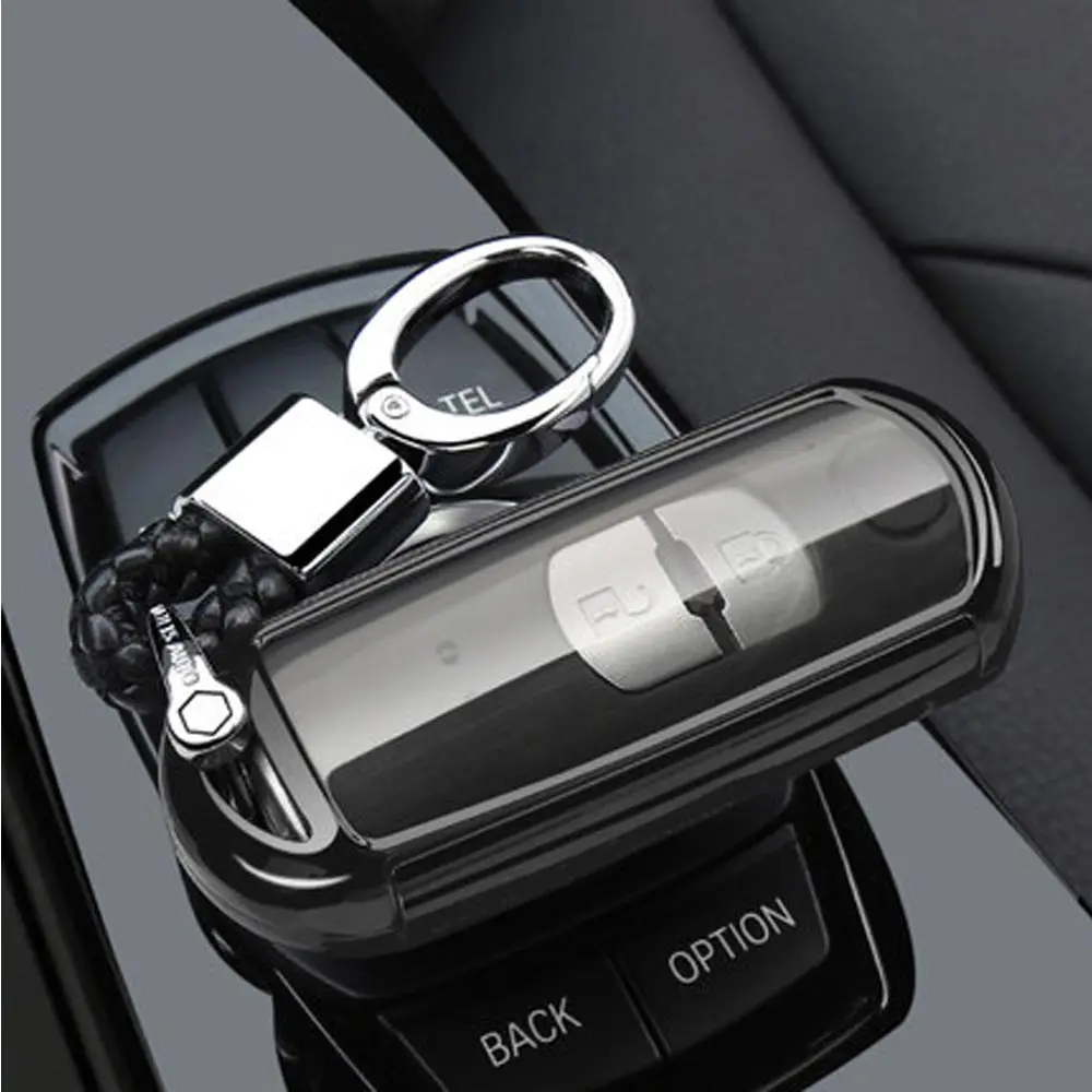 Black TPU чехол для автомобиля дистанционного ключа чехол КРЫШКА ДЛЯ Mazda 2 3 5 6 8 Axela Atenza CX3 CX4 CX5 CX7 CX9 RX MX-5 Miata Smart 2 3 4 кнопки для ключей на открытом воздухе - Название цвета: Black