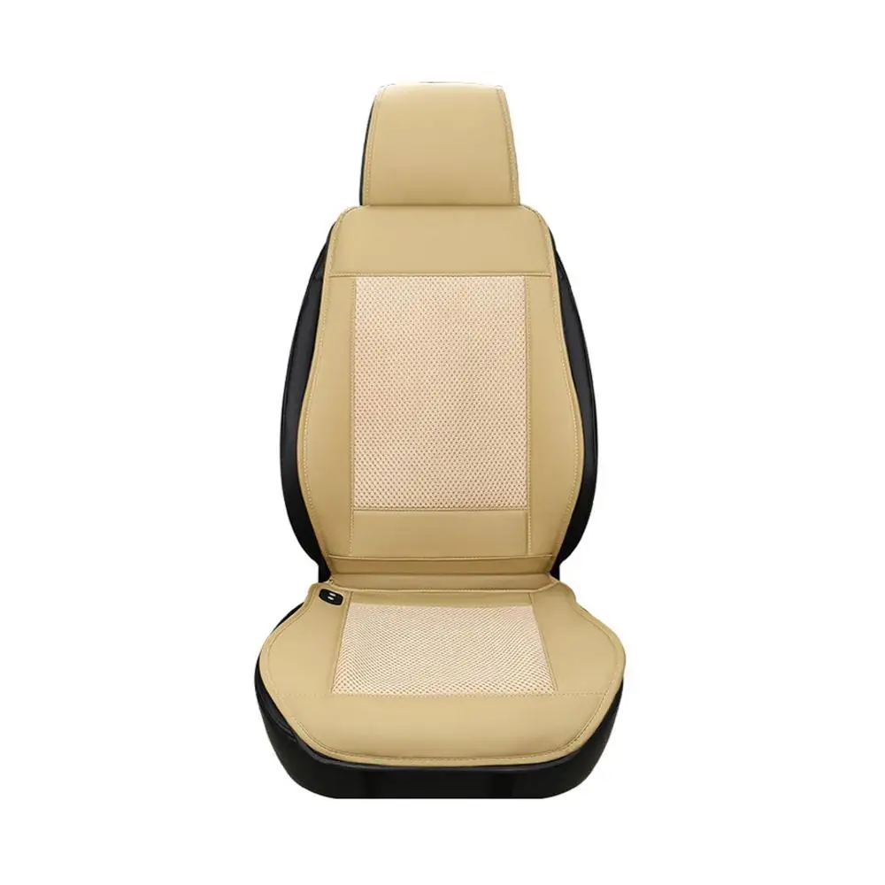 All Cover Beige Горячая Распродажа, универсальная подушка для сиденья автомобиля/кожаный чехол из шелка со льдом, вентилируемый вентилятор, охлаждающая подставка с 4 вентиляторами - Название цвета: All Cover Beige