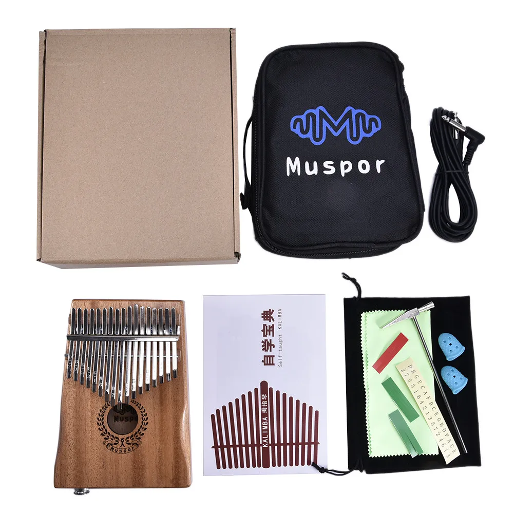 17 клавиш EQ Kalimba Mbira из красного дерева палец пальца пианино ссылка динамик электрический датчик сумка+ кабель+ наклейка+ тюнер молоток подарочный набор