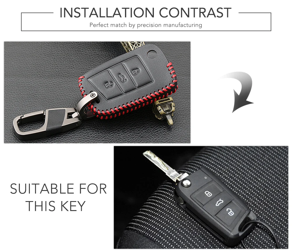 Кожаный чехол для ключей Volkswagen VW Golf 7 GTI R MK7 Tiguan For Skoda Octavia A7 Karoq Seat Leon Ibiza Key