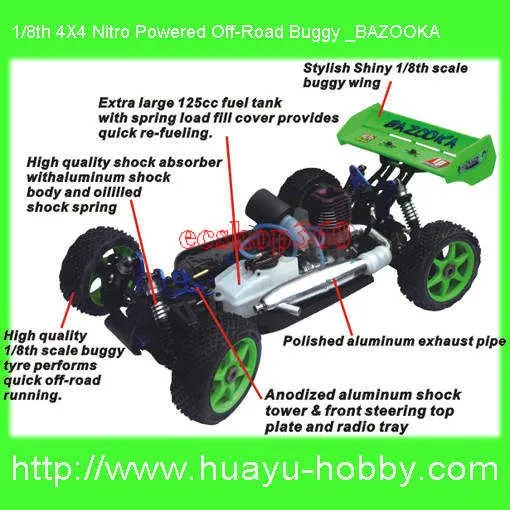 Гранатомет 1/8th 4WD деталь нитро двигателя Himoto Redcat приведенный в действие