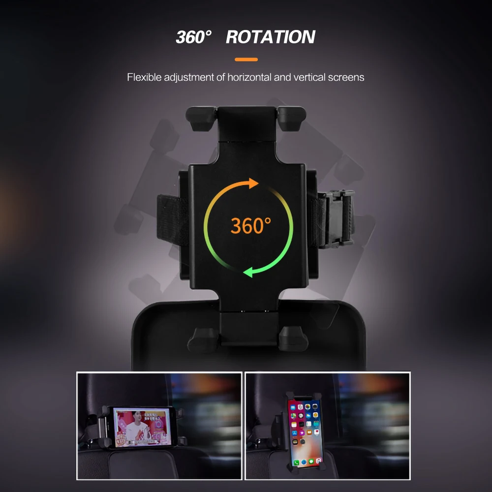 Автомобильный держатель для телефона и планшета на заднее сиденье вращающаяся 360